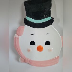 Transpac Cuddly Snowman Pink Scarf Festive Spoon Rest-Holiday